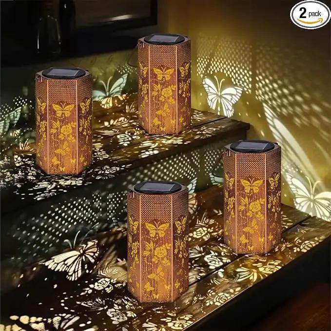 4 Pack Butterfly Solar Lanterns Outdoor Waterproof - Birthday Gifts for Women, Mom, Butterflies Solar Lights Outdoor Hanging Garden Decor for Outside, Patio, Outdoor, Yard, Lawn, Balcony by GreenHaven Gardens