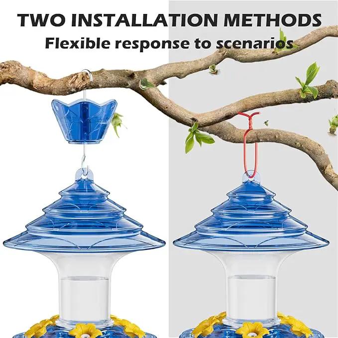 Birdream Hummingbird Feeder for Outdoors Hanging 40oz 10 Feeding Ports, 2 Pack Humming Bird Feeder with Ant Moat Brush Leak Proof - Blue by GreenHaven Gardens