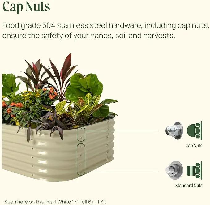 Vego garden Raised Garden Bed Kits, 17" Tall 9 in 1 8ft X 2ft Metal Raised Planter Bed for Vegetables Flowers Ground Planter Box-Olive Green by GreenHaven Gardens