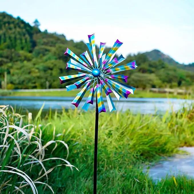 Decoroca Wind Spinners Outdoor Metal Large - 72in 360 Degrees Rainbow Wind Spinner for Outdoor Yard, Patio, Lawn & Garden Sculptures - Rare Square Fan Blade Design - Used to Adjust Mood in Garden by GreenHaven Gardens