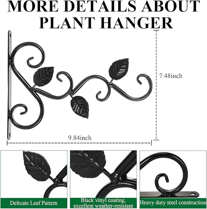 Fashion&cool 4 Pack Plant Hanging Bracket, Wall Mount Plant Hanger Outdoor Indoor, Decorative Hanging Plant Bracket Hooks for Planter Flower Bird Feeder Lanterns Wind Chimes with Screws by GreenHaven Gardens