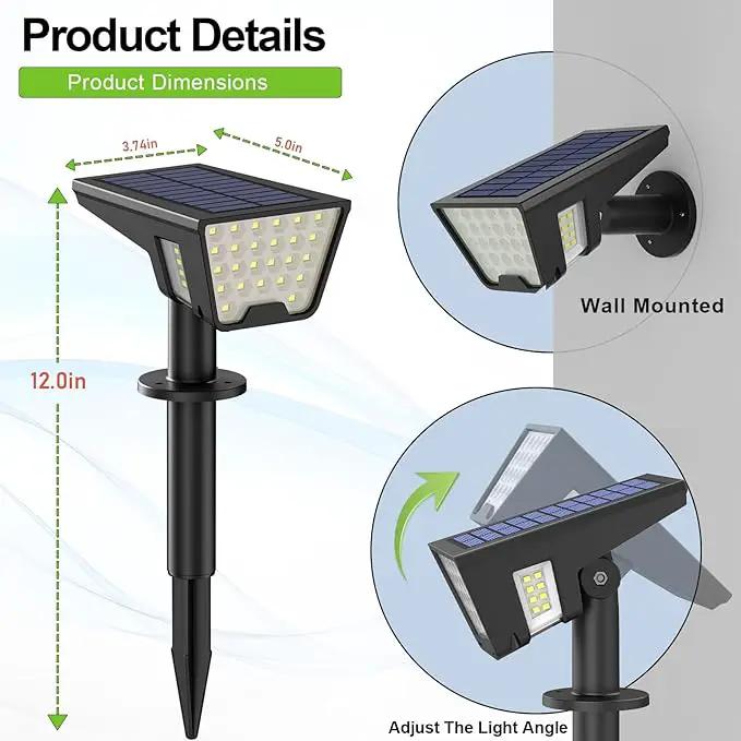 Solar Spot Lights Outdoor Waterproof IP67, Solar Powered Lights Outdoor with 53 LED & 3 Modes, Landscape Spotlight Wall Light for Garden Yard Pathway Driveway 4 Pack (Cool White) by GreenHaven Gardens
