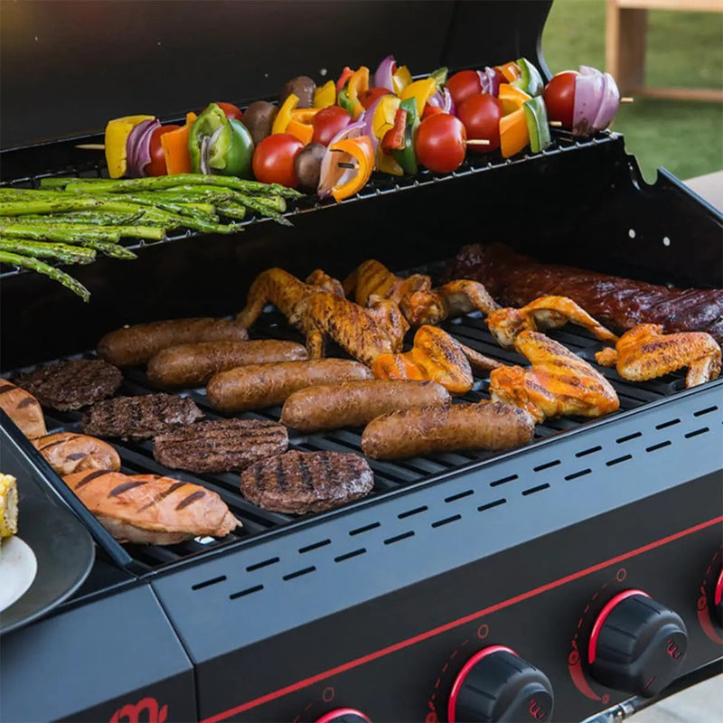 720-0982 5 Burner Propane Barbecue Gas Grill, Side Shelves with Hooks, for Outdoor Cooking, Patio, Garden Barbecue Grill, 50000 BTUs, Open Chart, Black by GreenHaven Gardens