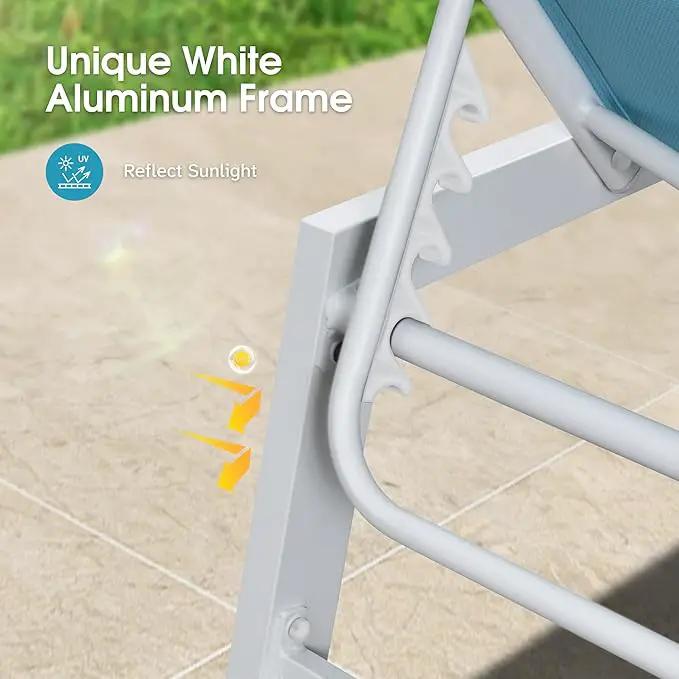 PURPLE LEAF Lounge Chair Pool Chaise Lounge Outdoor Turquoise Blue 2 Sets by GreenHaven Gardens