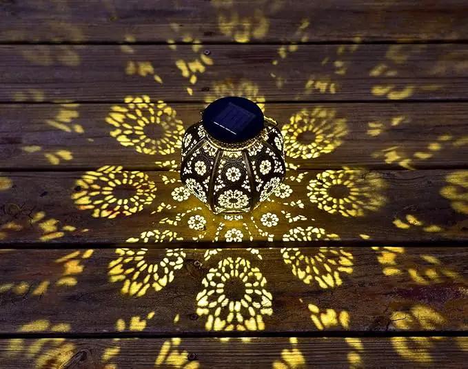 Moroccan Garden Solar Lanterns, {Set of 2} Bohemian Landscape Solar Lights Outdoor Waterproof for Yard Pathway Patio Tree Table Decor (Bronze) by GreenHaven Gardens