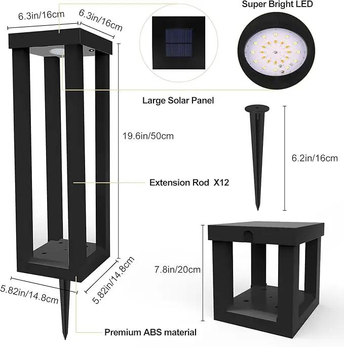 Solar Patio Floor Lamp Outdoor, 4 Pack Solar Landscape Path Lights with 3 Light Modes, Garden Decorations Waterproof 12H Endurance Cordless Landscaping for Porch Lawn Yard Backyard (Black) by GreenHaven Gardens