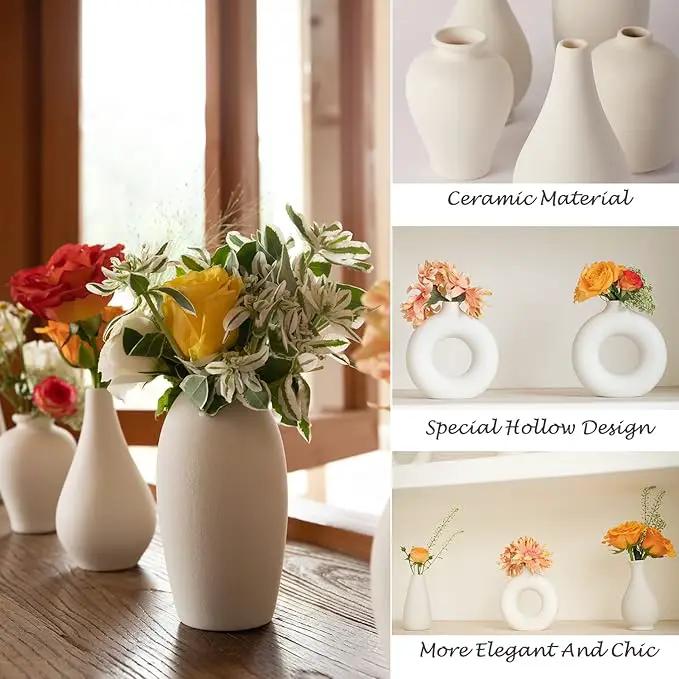 Ceramic Bud Vase Set of 8, Small Vase for Flowers, White Mini Bud Vase in Bulk for Centerpieces, Rustic White Ceramic Vase Set for Flowers, Room Décor, Wedding Party by GreenHaven Gardens
