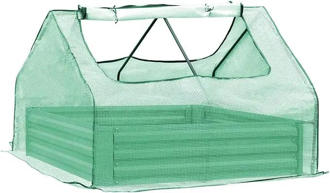 Aoodor 4 x 3 x 3 ft Raised Metal Garden Bed, Mini Greenhouse Kit with 2 Roll-up Zipper Doors for Vegetables, Herbs, and Flowers by GreenHaven Gardens