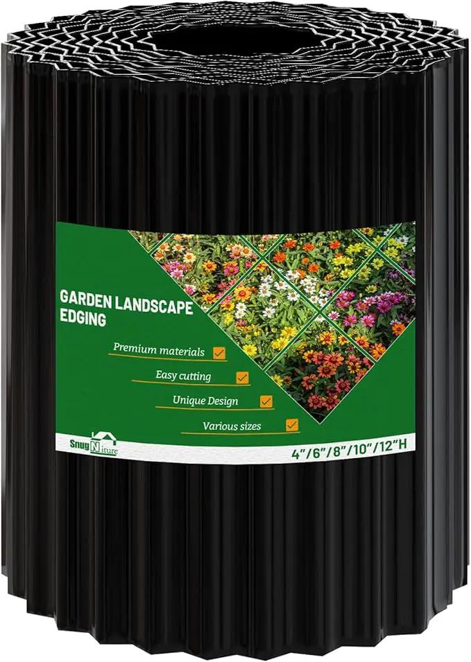 SnugNiture Corrugated Metal Garden Edging,8" x 20' Sturdy Lawn Edging Border,Landscape Edging Border for Lawn, Flower Bed,Garden and Yard(Black) by GreenHaven Gardens