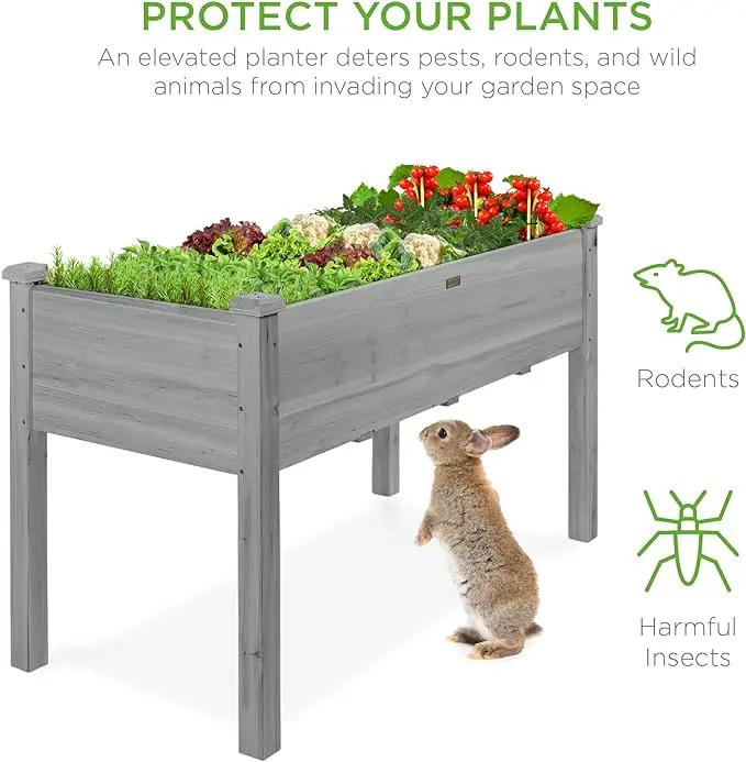 Best Choice Products 48x24x30in Raised Garden Bed, Elevated Wooden Planter for Backyard w/Foot Caps, Bed Liner, 200 lbs Capacity - Gray by GreenHaven Gardens