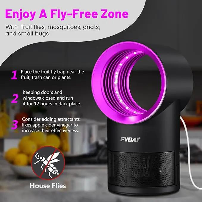 Fruit Fly Trap for Indoors, Fly Traps Indoor for Home Bug Zapper Indoor Insect Trap with Time Setting,Suction, Bug Light & 1 Pcs Sticky Glue Boards (Pink) by GreenHaven Gardens