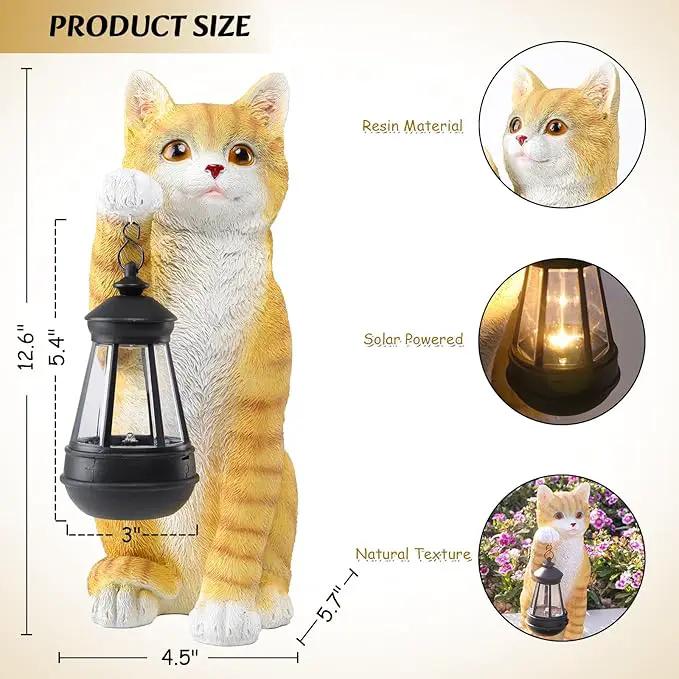 Cat Statues for Garden - Solar Powered Outdoor Cat Garden Statue, Crafted Garden Sculptures & Statues for Patio, Yard, Lawn, Gardening Gifts for Women and Mom(11" Cat) by GreenHaven Gardens