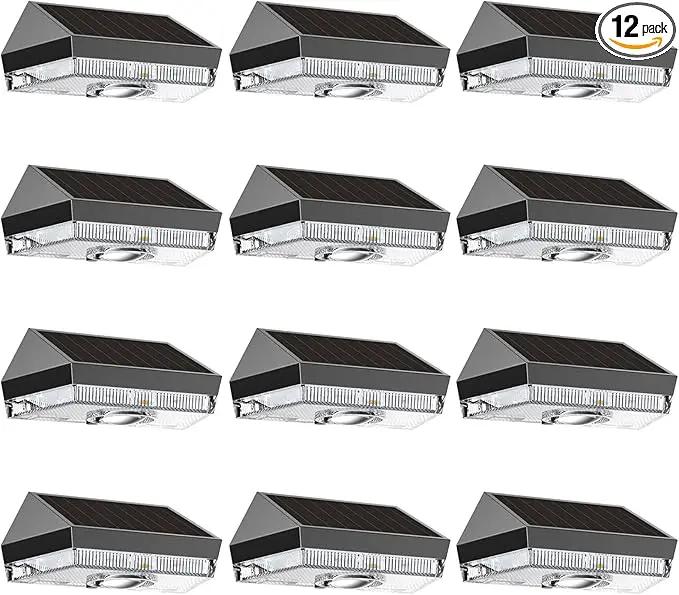 12PK Solar Fence Lights Outdoor - 3000/4000/6000K&RGB 6 Color, Dusk to Dawn Fence Lights Solar Powered, IP65 Waterproof Solar Light Outdoor for Backyard/Railing/Step/Patio/Wall by GreenHaven Gardens