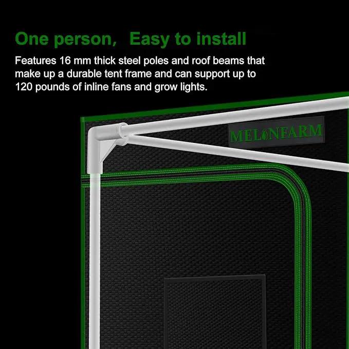 MELONFARM 32"x32"x63'' Grow Tent, High Reflective 600D Diamond Mylar Canvas with Observation Window and Floor Tray for Hydroponic Indoor Plant Growing by GreenHaven Gardens