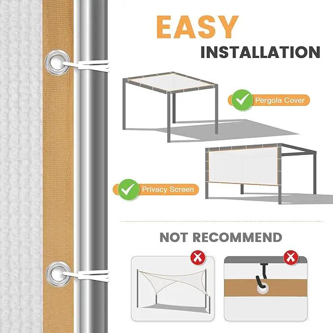 VICLLAX Shade Fabric Sun Shade Cloth with Every 2 FT Grommets for Patio Garden Pergola Cover Canopy 6x15 FT, Cream by GreenHaven Gardens