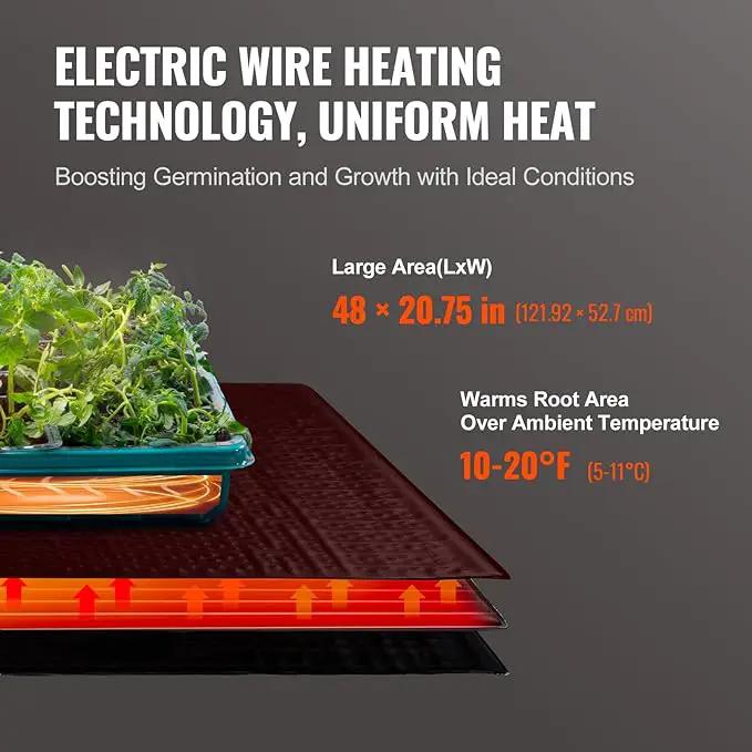 VEVOR 1 Pack Seedling Heat Mat 48"x 20.75", MET-Certified Warm Hydroponic Plant Heating Pad for Seed Starting, Waterproof Heating Mats for Germination, Indoor Gardening, Greenhouse by GreenHaven Gardens