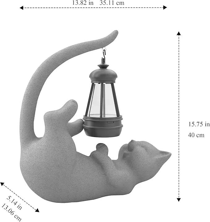 Solar Cat Garden Statue 15 Inch Porch Patio Decor for Outside Yard Decoration Outdoor Unique Housewarming Gardening Birthday Gifts for Cat Lovers Women Grandma by GreenHaven Gardens