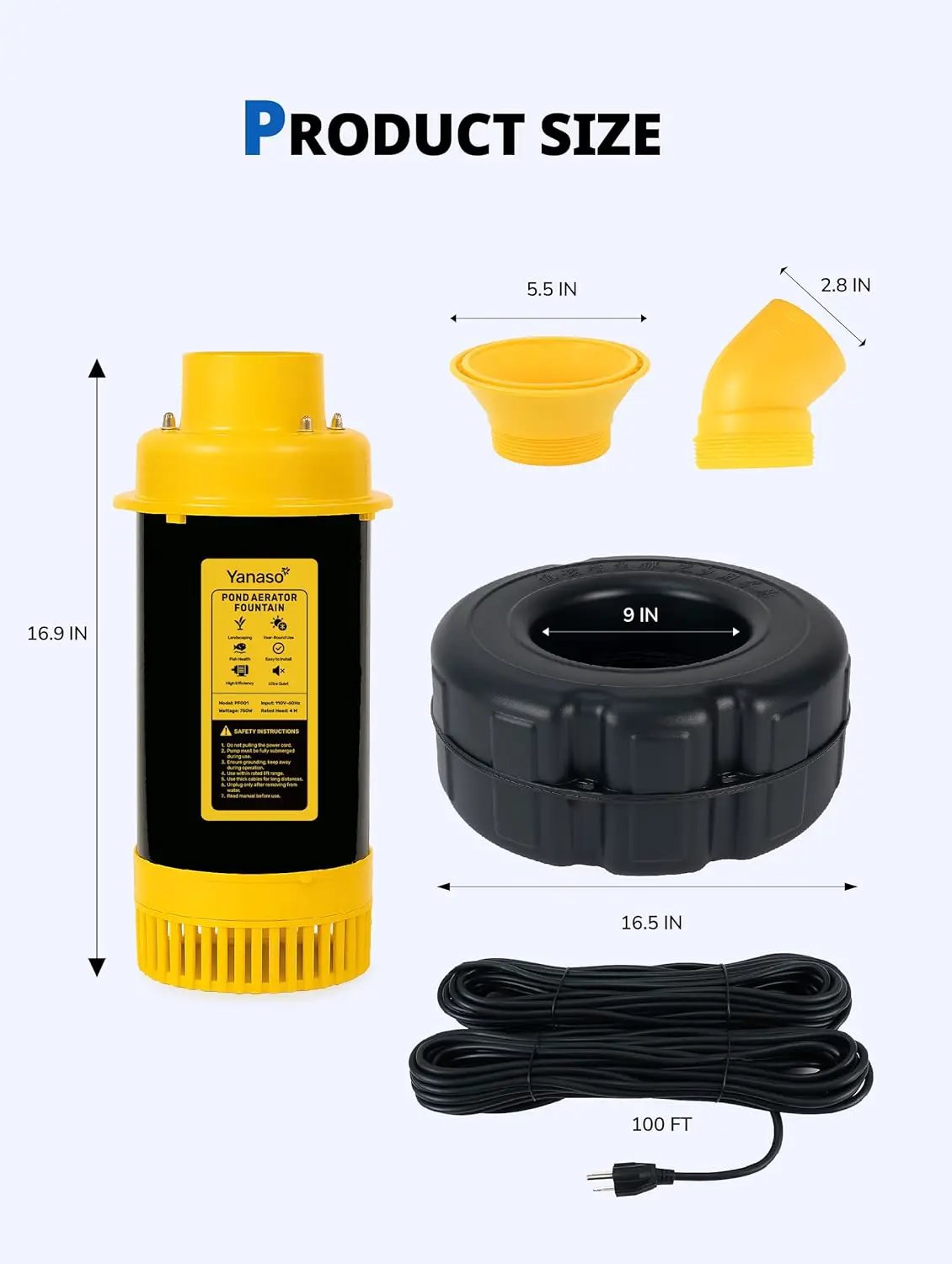 Pond Fountain Aerator, 1HP 15000 GPH Fountain Pump with Timer, 15A/110V 100FT power cord, 2 Spray Patterns, Energy-Efficient Water Circulation for Ponds & Lakes by GreenHaven Gardens