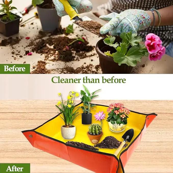 Gardening Gifts,Plant Accessories Indoor,Repotting Mat,Plant Repotting Mat,Gardening Hand Tools,Gardening Tool Set,Garden Tools,Indoor Gardening Tools,Gifts for Gardeners(Orange 39.37*39.37 in) by GreenHaven Gardens