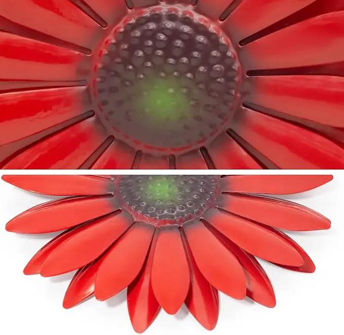 EASICUTI Red Sunflower Metal Flowers Wall Decor Metal Wall Art Decorations Hanging for Indoor Outdoor Home Bathroom Kitchen Room Bedroom Living Room Garden Patio Porch 6 Inch by GreenHaven Gardens