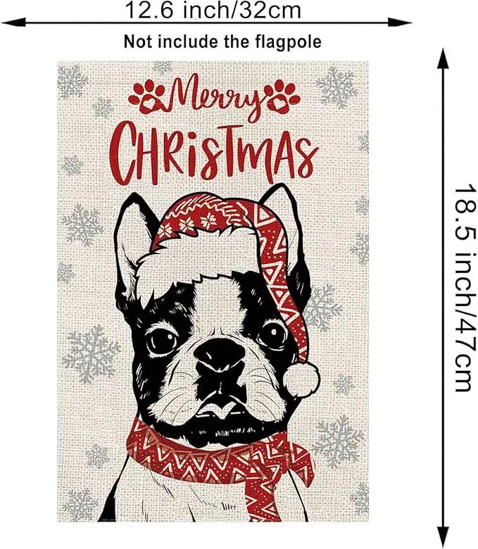 Seasonal Garden Flags Boston Terrier Dog Double Sided Flags Set of 11 Holiday Farmhouse Indoor Outdoor Yard Lawn Christmas Gifts Decorations 12.5x18 Inch by GreenHaven Gardens