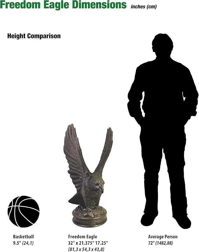 EMSCO Group Freedom Eagle Statue – Natural Bronze Appearance – Made of Plastic Resin – 32” Height by GreenHaven Gardens