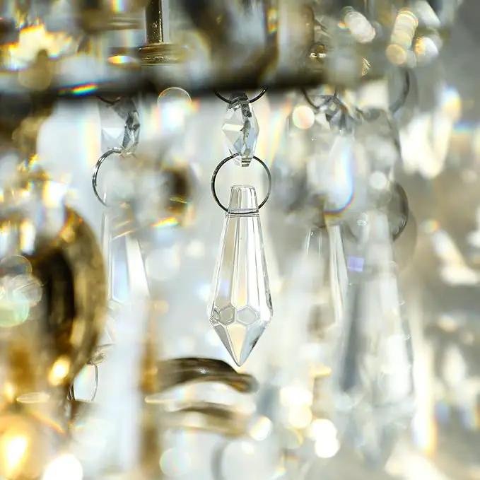 HDCRYSTALGIFTS Clear Chandelier Icicle Crystal Prisms Octogan Glass Bead for Lamp Decoration,Pack of 50 (38mm&Silver Circle Clips) by GreenHaven Gardens