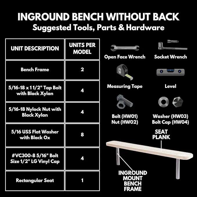 Heavy-Duty Outdoor Bench Thermoplastic Coated, Expanded Metal, Commercial-Grade Seating, Made in America (Inground Without Back, 6 Ft, Textured Gold Vein) by GreenHaven Gardens