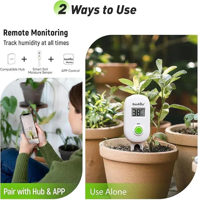 RAINPOINT Smart Digital Wireless Plant Moisture Meter Houseplant Indoor,WiFi Hub Needed,Capacitive Probe,Leave-in Soil Hygrometer Sensor,Real-time Monitor Humidity Tester Outdoor Gardening by GreenHaven Gardens