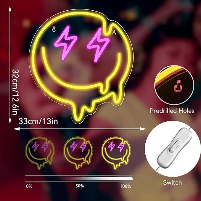 LED Smile Faces Neon Light Signs USB Powered for Wall Bedroom Kids Room Holiday Party Decoration Gifts (Yellow) by GreenHaven Gardens