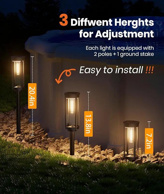 Solar Pathway Lights Outdoor Warm White 8-Pack Waterproof IP65, Auto On/Off Solar Powered Walkway Lighting for Driveway Yard Garden, Upgraded Landscape Lights Outside by GreenHaven Gardens