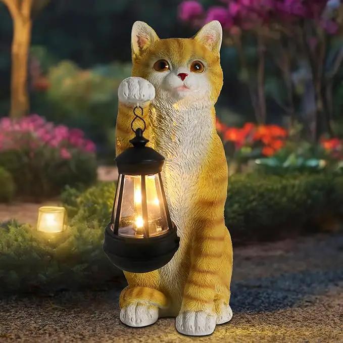 Cat Statues for Garden - Solar Powered Outdoor Cat Garden Statue, Crafted Garden Sculptures & Statues for Patio, Yard, Lawn, Gardening Gifts for Women and Mom(11" Cat) by GreenHaven Gardens