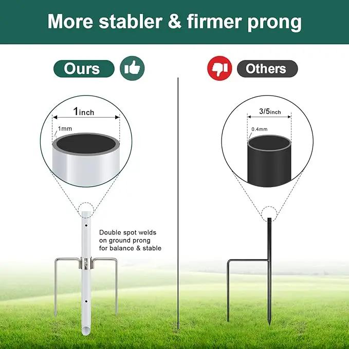 Yard Flag Pole for Outside Ground - 8.5 ft Tangle Free Heavy Duty Flag Pole Kit with 2 Anti-Tip Prong Base,Portable Inground Flag Holder with 3x5 American Flag for House Outdoor Campers,White by GreenHaven Gardens