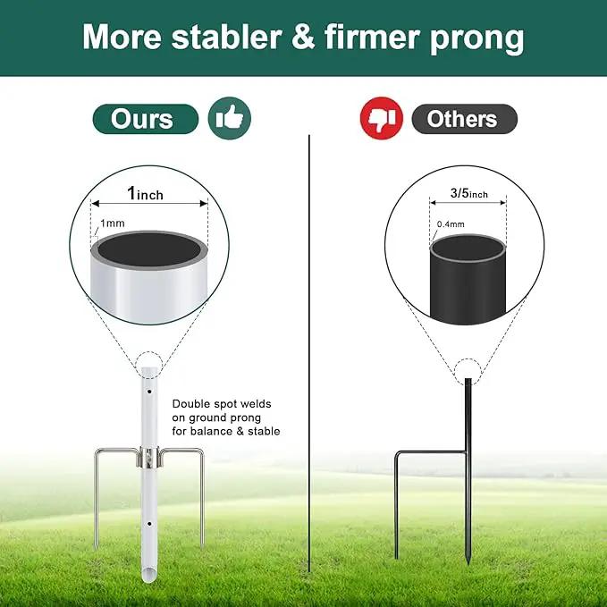 2 Pack Ground Flag Pole for Outside House - 8.5 FT Tangle Free Heavy Duty Flag Pole Kit with Windproof Stand,Outdoor Inground Flag Holder for Yard Garden, Includes Bonus 3x5 American Flag, White by GreenHaven Gardens