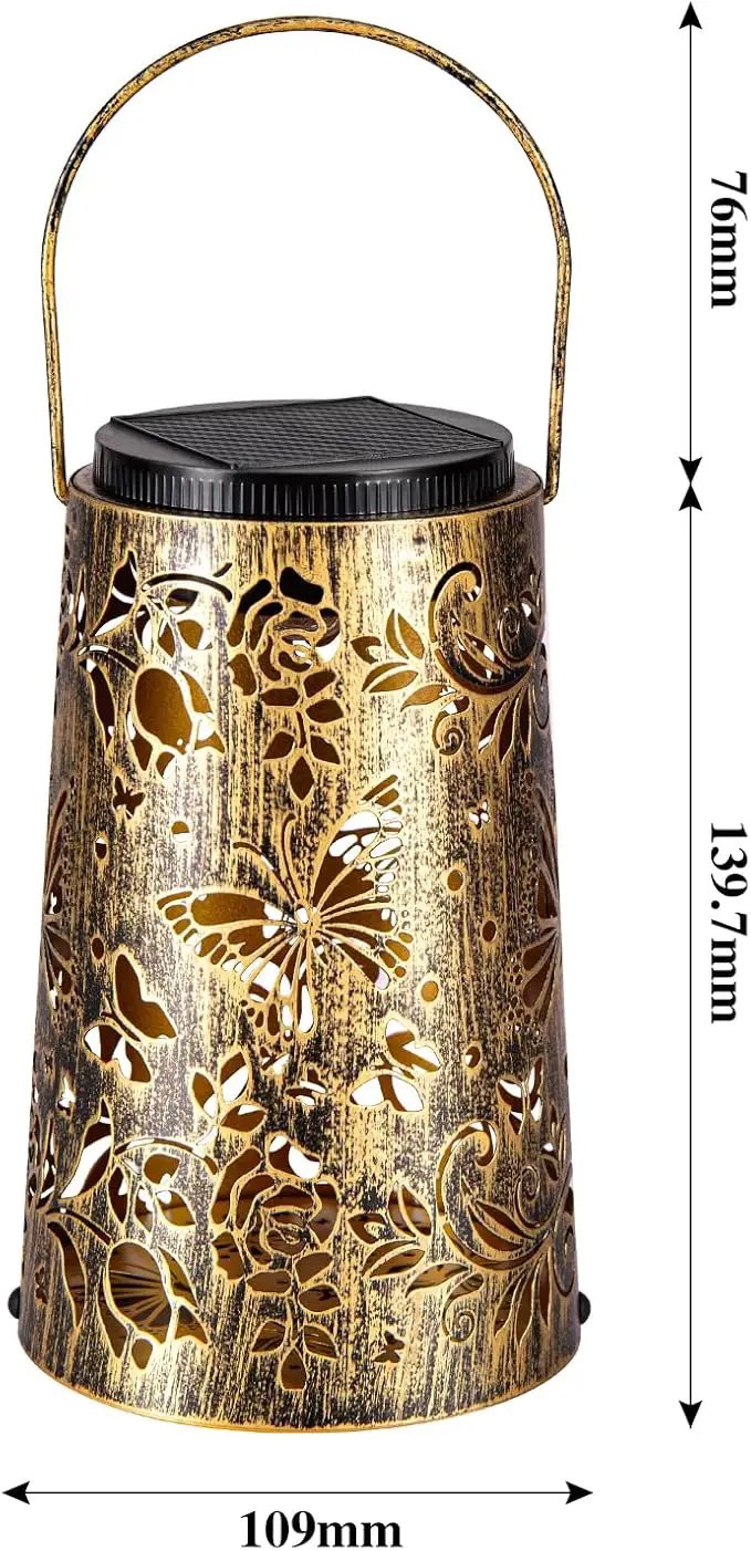 Solar Lanterns Butterfly Warm Cool Light Outdoor Waterproof Metal Decor Home Garden Yard Backyard Porch Table Pathway for Women Grandma Gifts 2pcs by GreenHaven Gardens
