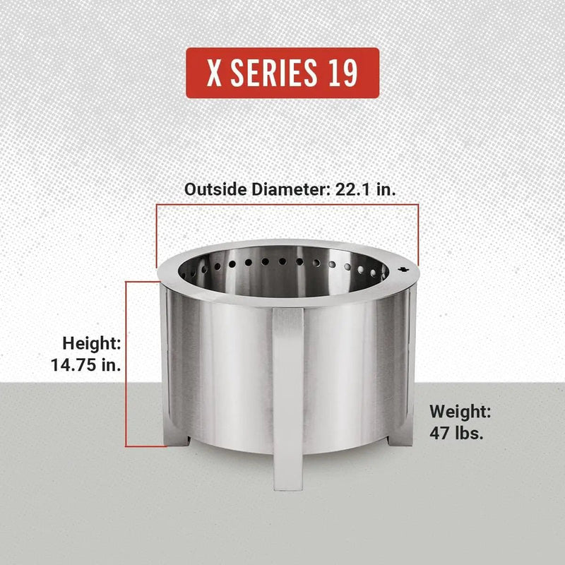 Breeo Smokeless Fire Pit (X Series 19, Stainless Steel) | 22.1 inch Smokeless Firepit for Outside | 47 Pounds | Ideal for Families Compatible with Wide Range of Breeo Accessories by GreenHaven Gardens