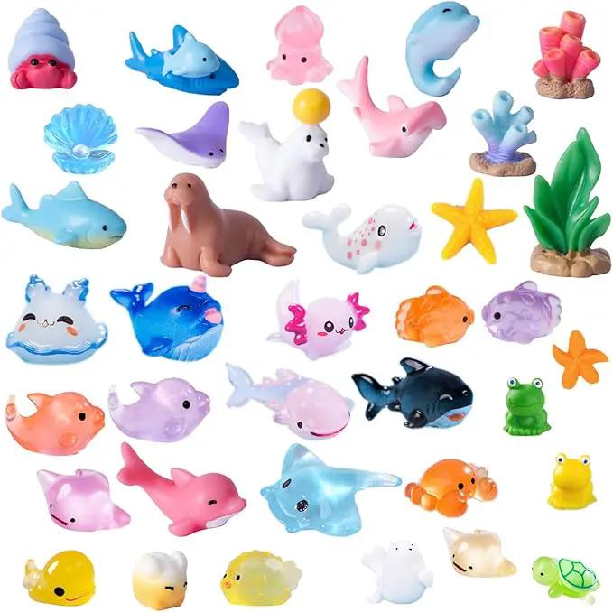 45 Pcs Mini Ocean Resin Animals Marine Miniature Animals Figurines Tiny Sea Animals Small Plastic Animals Micro Aquarium Ornaments Décor for DIY Fish Tank Fairy Garden Dollhouse Accessories by GreenHaven Gardens