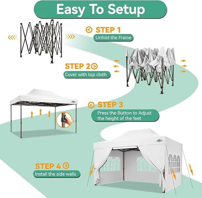 COBIZI 10x15 Pop Up Canopy Tent Heavy Duty with Sidewall, Commercial Outdoor Easy Pop Up Gazebo for Party Wedding All Weather Waterproof UV 50+ with Roller Bag(Leg Upgraded),White by GreenHaven Gardens