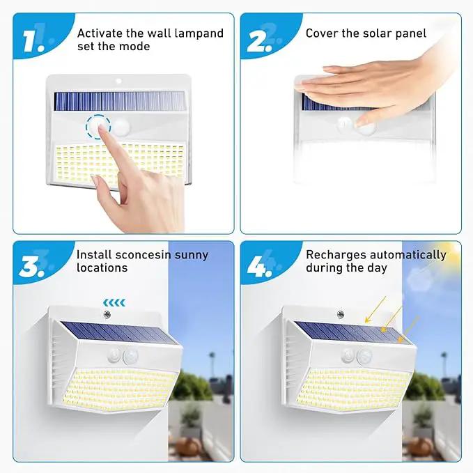 Peasur 16 Packs Solar Outdoor Lights Motion Sensor Solar Security Lights Waterproof with 3 Lighting Modes Solar Powered Wall Lights Outside for Garden Fence Yard Deck, White by GreenHaven Gardens