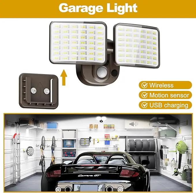 Rechargeable Battery Operated Motion Light 2500LM & 4000LM Motion Sensor Security Light(1-3 Months Endurance) USB Charging LED Flood Light Outdoor (Brown) 1 Pack by GreenHaven Gardens
