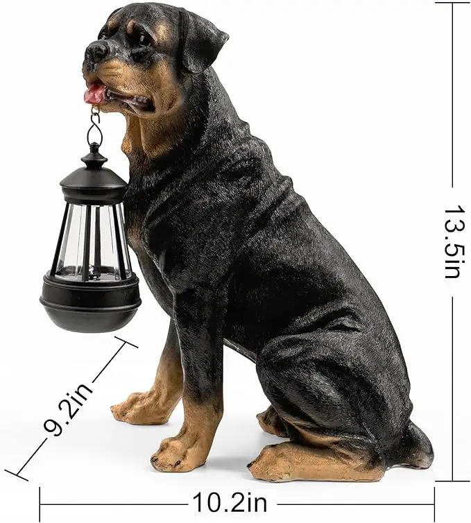 Notakia Resin Dog Rottweiler Statues and Sculptures with Solar Led Home Garden Decoration Windproof Lamp Outdoor Lighting Decor (Rottweiler &LED) by GreenHaven Gardens