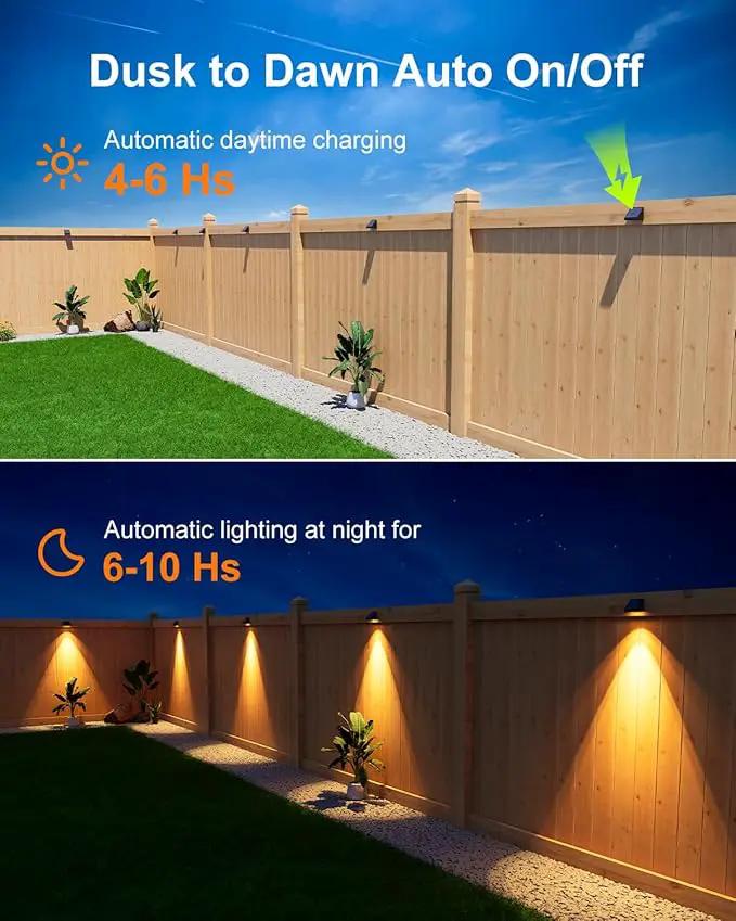 12 Pack Decorative Solar Powered Fence Lights Outdoor Waterproof with Warm White LED Spot Lens, for Outside Wall, Deck, Patio, Yard, Rail, Garage, Pool, Designed for Enhanced Security, Easy Install by GreenHaven Gardens