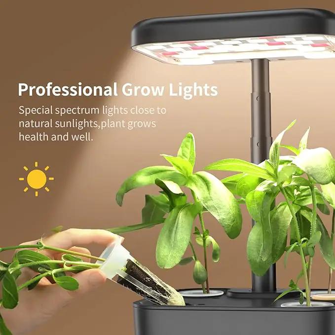 Ahopegarden Hydroponics Growing System kit Indoor Herb Garden with Grow Light, 4 Pods Plant Germination Kit Herb Vegetable Flower Growth Countertop Grower Harvest Fresh Veggie Lettuce（No Seeds） by GreenHaven Gardens