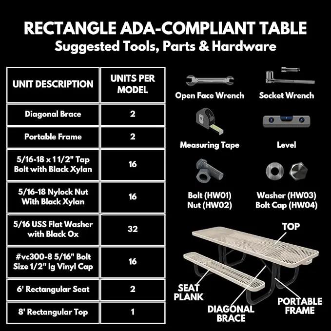 Coated Outdoor Furniture Heavy-Duty Portable ADA-Compliant Outdoor Picnic Table, Punched Steel Patio Dining Furniture Made in America (8ft Rectangular, Both-Side Handicap, Yellow) by GreenHaven Gardens