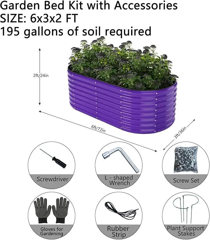 Galvanized Metal Planter Raised Garden Bed Kit for Gardening Outdoor，6x3x2ft Planter Grow Garden Box Raised Flower Bed，Long Vegetable Clearance Herb Raised Garden Beds for Container Gardening by GreenHaven Gardens