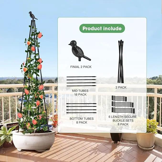 Garden Obelisk Trellis for Climbing Plants Outdoors, 65 Inch Rustproof Plant Stand Climbing Support with Adjustable Heights for Indoor Potted Plants, Vines, Flowers Stands, Vegetables (1) by GreenHaven Gardens