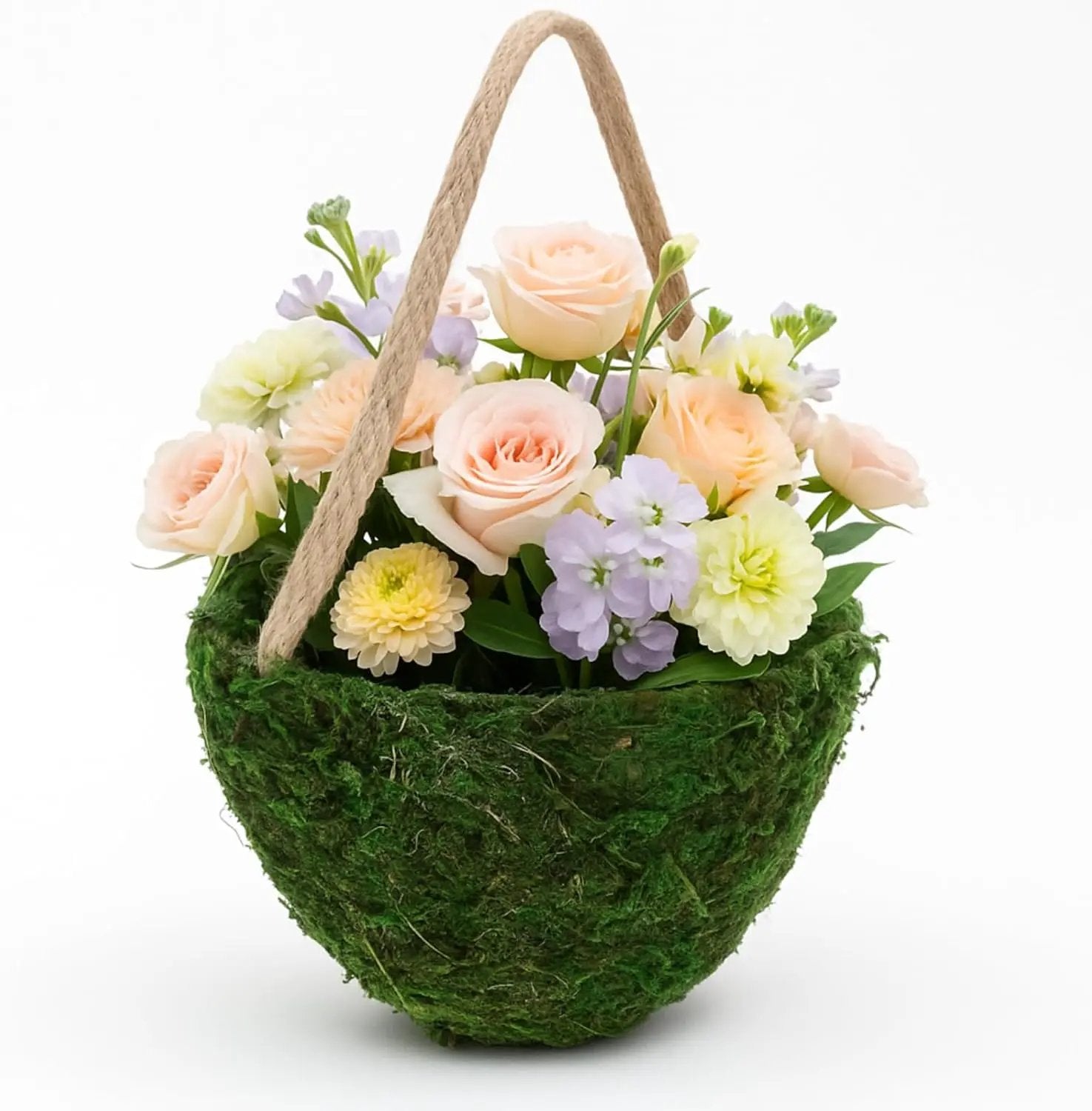 Leinuosen 1 Pcs Wedding Flower Baskets, Moss Style Small Baskets with Handles for Gifts Wedding Floral Decoration Flowers Petal Candy Storage and Home Decoration by GreenHaven Gardens