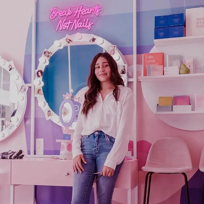 Break Heart Not Nails Neon Sign for Wall Decor,Neon Light Pink LED Neon Light for Bedroom Nails Salon Beauty Room Shop Decoration Gift by GreenHaven Gardens