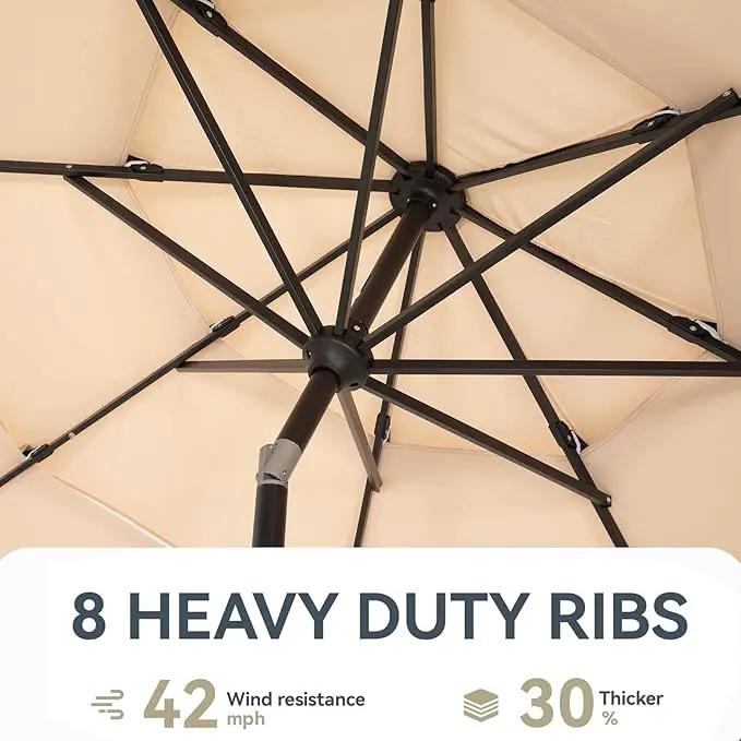 GREEN PARTY 10ft Outdoor Patio Umbrella, Auto-Tilt Market Table Umbrellas with Crank, 8 Sturdy Ribs & 1.5" Pole UV Protection for Garden Deck Backyard Pool by GreenHaven Gardens