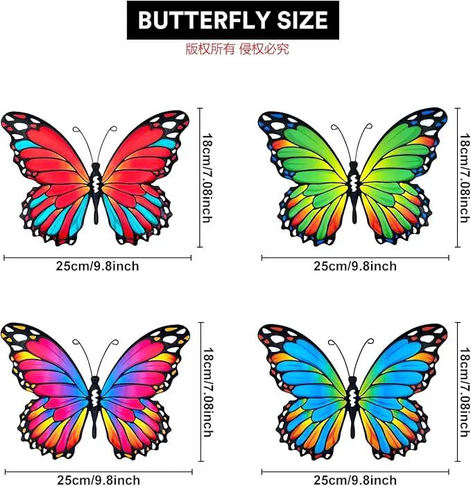 Oraytteo 4 Pack Metal Butterfly Wall Decor, Butterflies Wall Art Hanging Sculptures for Outdoor, Fence Patio Yard Tree Garden Home Decorations, Housewarming Gift by GreenHaven Gardens